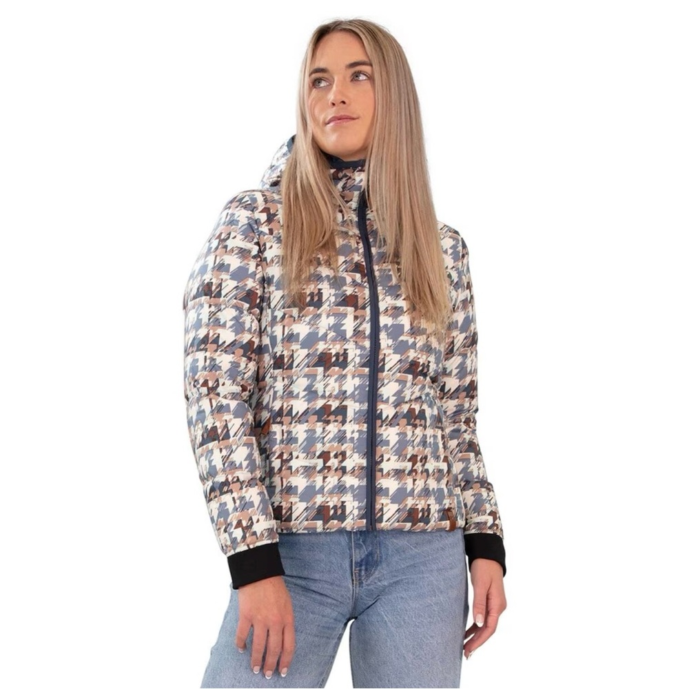 Obermeyer Peyton Down Puffer Jacket M‎ Brown Plaid Winter Casual
